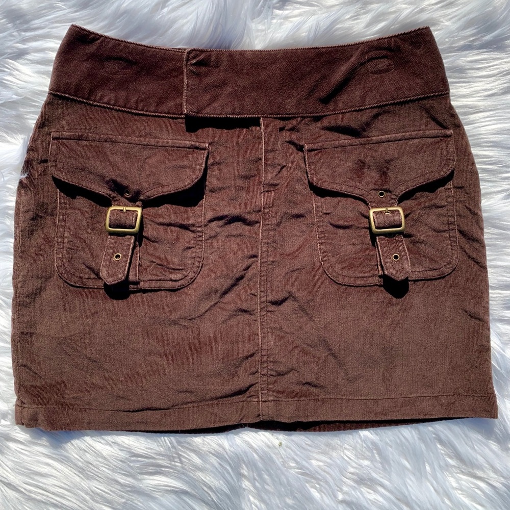 Bisou Bisou Burgundy Skirt with Buckles